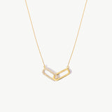 14K Gold Interlocking Necklace: Sparkling Couple Necklace
