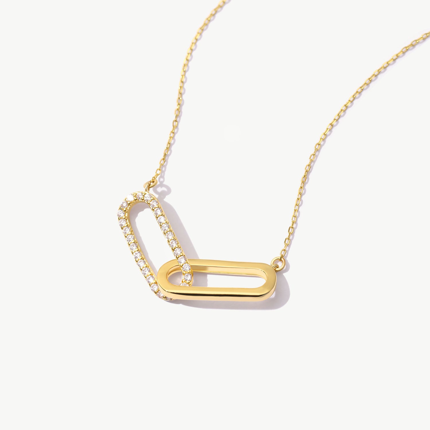 14K Solid Gold Couple Necklace, Interlocking Jewelry