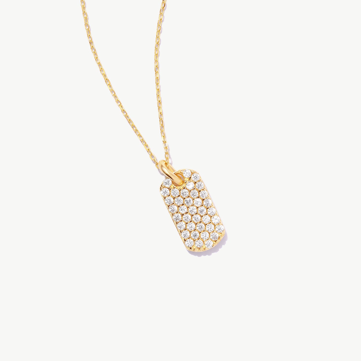 14K Solid Gold Dog Tag Necklace