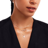 14K Gold Interlocking Necklace: Sparkling Couple Necklace