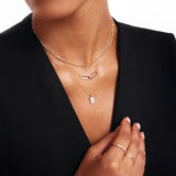 14K Gold Interlocking Necklace: Sparkling Couple Necklace