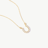 14K Solid Gold Diamond Horseshoe Necklace: Good Luck Charm