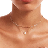 14K Solid Gold Diamond Horseshoe Necklace: Good Luck Charm