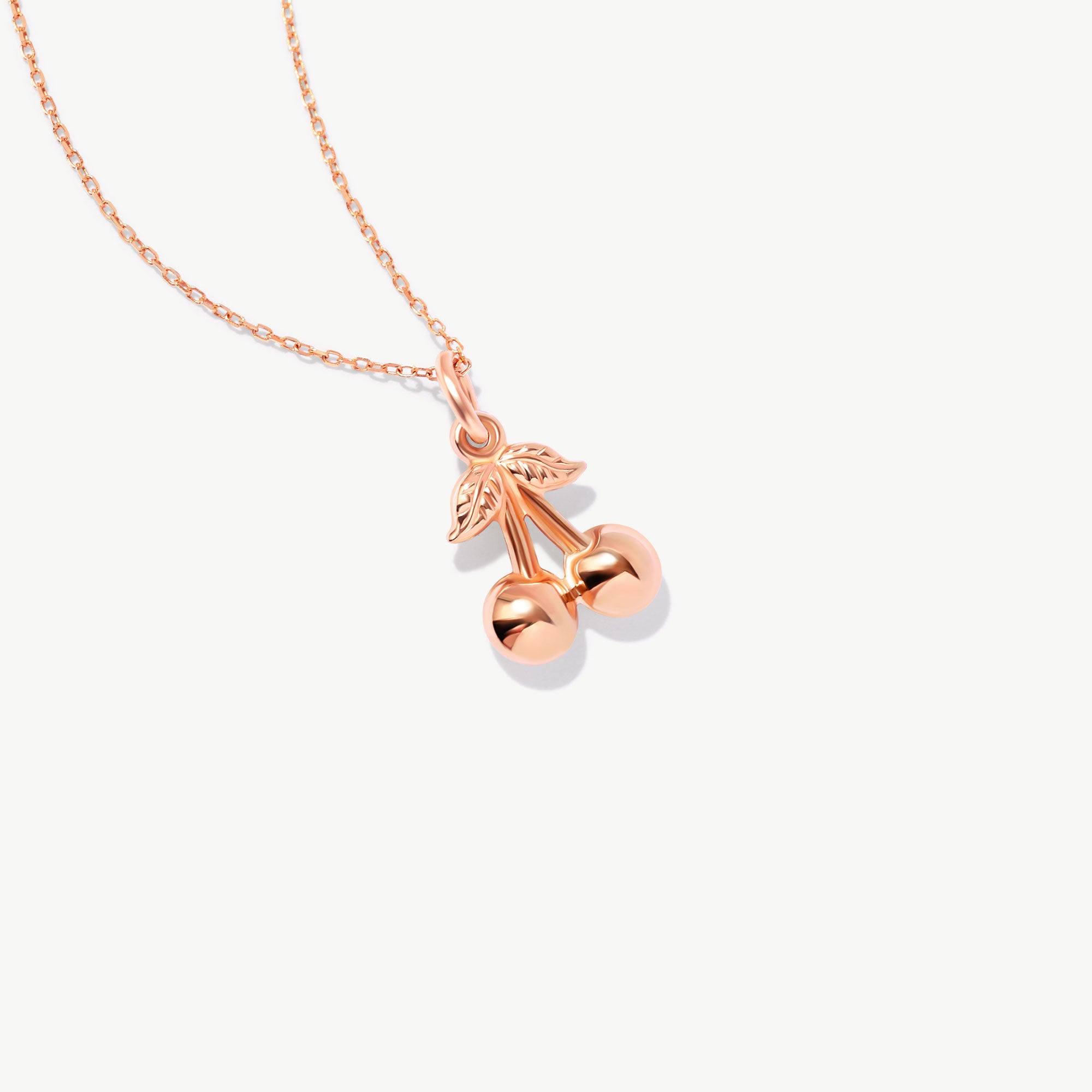 14K Solid Gold Cherry Pendant Necklace