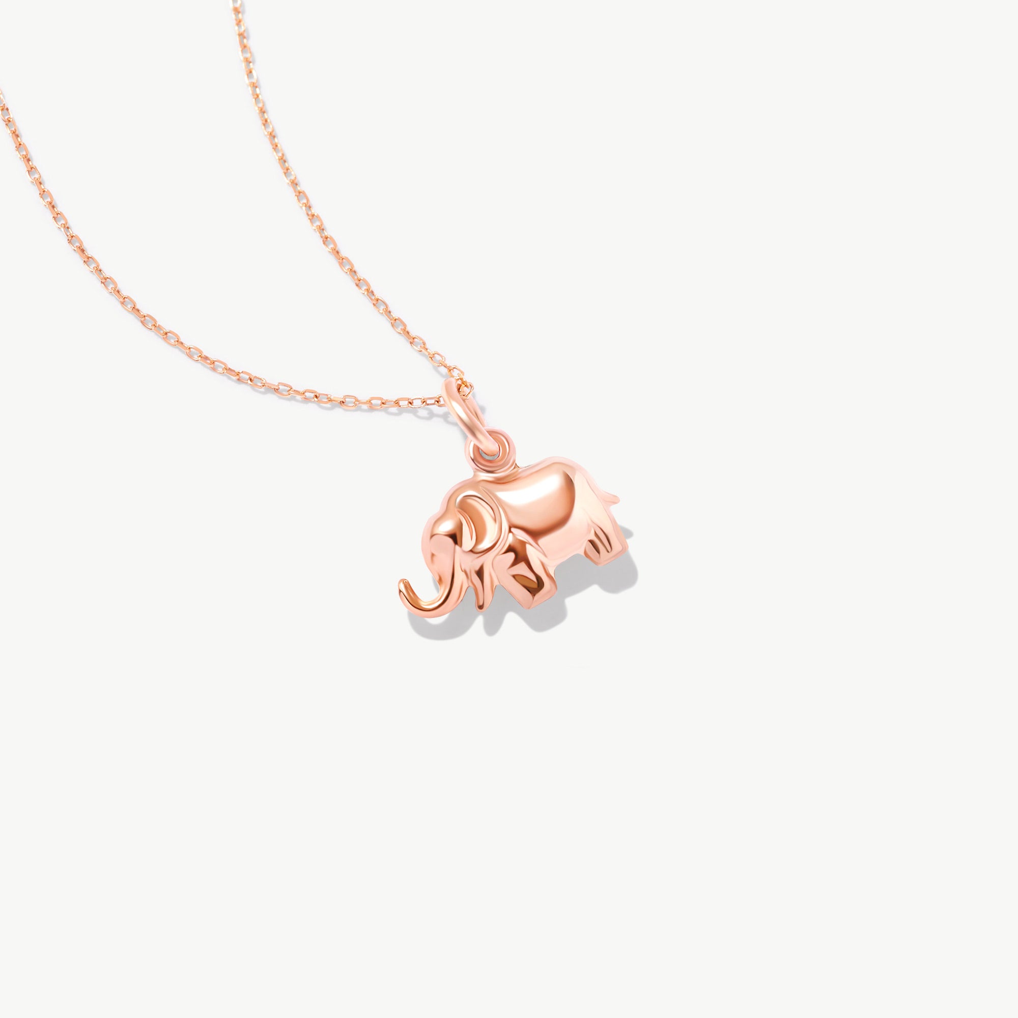 14k Solid Gold Elephant Necklace: Good Luck Charm Pendant