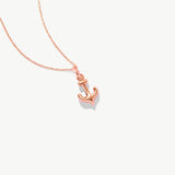 14K Solid Gold Anchor Necklace: Dainty Nautical Charm