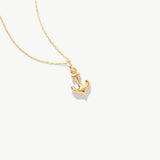 14K Solid Gold Anchor Necklace: Dainty Nautical Charm