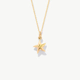 14K Solid Gold Starfish Necklace: Dainty Sea Star Charm
