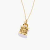 14K Solid Gold Padlock Necklace: Dainty Love Lock Pendant
