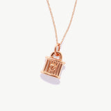 14K Solid Gold Padlock Necklace: Dainty Love Lock Pendant