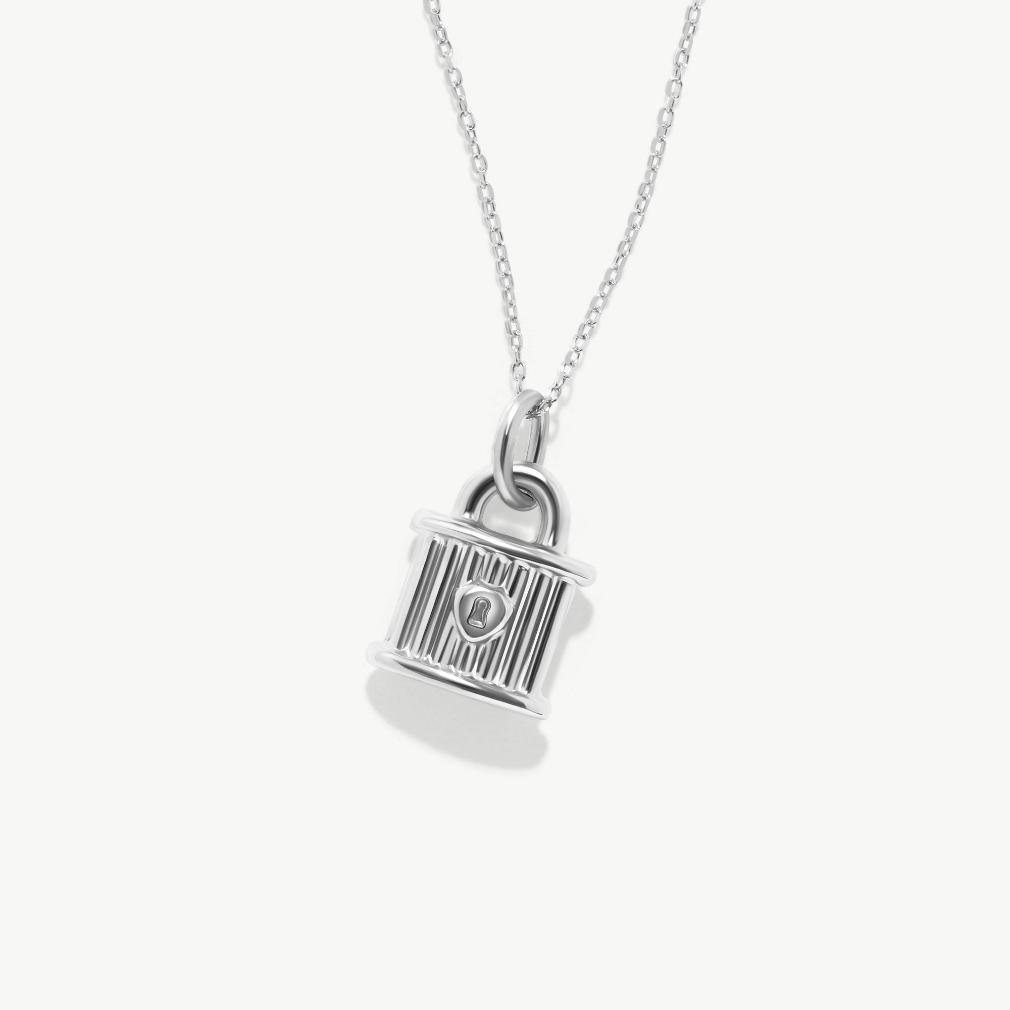 14K Solid Gold Padlock Necklace: Dainty Love Lock Pendant