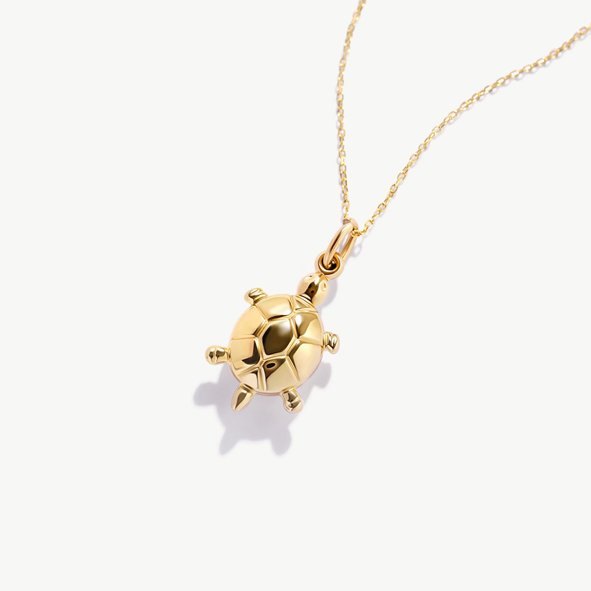 14K Solid Gold Turtle Pendant: Beach Animal Charm