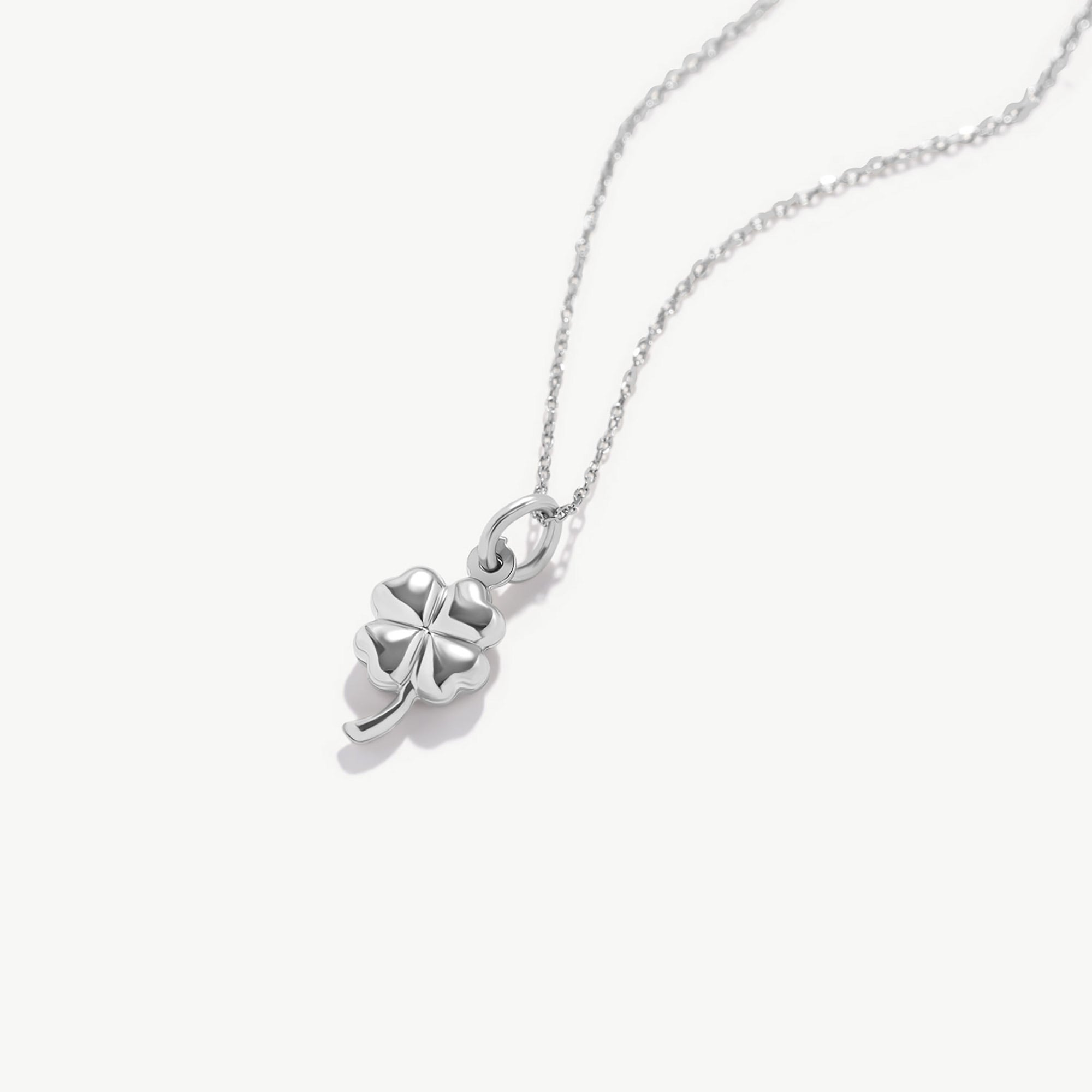 14K Solid Gold Four Leaf Clover Necklace - Lucky Charm Pendant
