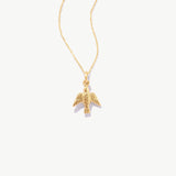 14K Solid Gold Eagle Necklace: Bird Charm Pendant