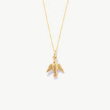 14K Solid Gold Eagle Necklace: Bird Charm Pendant