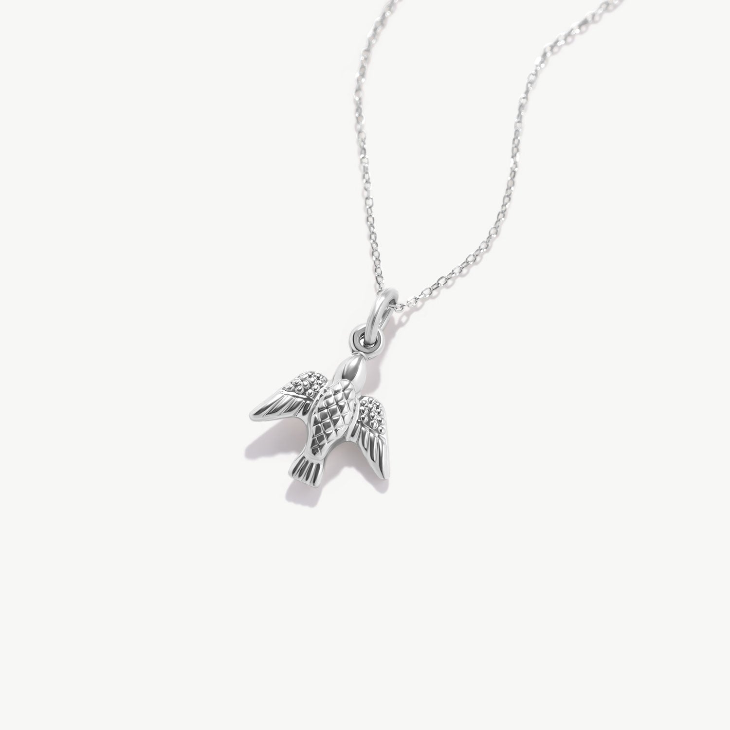 14K Solid Gold Eagle Necklace: Bird Charm Pendant
