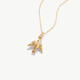 14K Solid Gold Eagle Necklace: Bird Charm Pendant