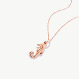 14K Real Solid Gold Seahorse Necklace • Nautical Beach Jewelry
