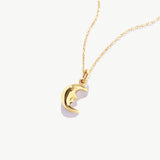 14K Solid Gold Moon Necklace: Dainty Celestial Crescent Pendant
