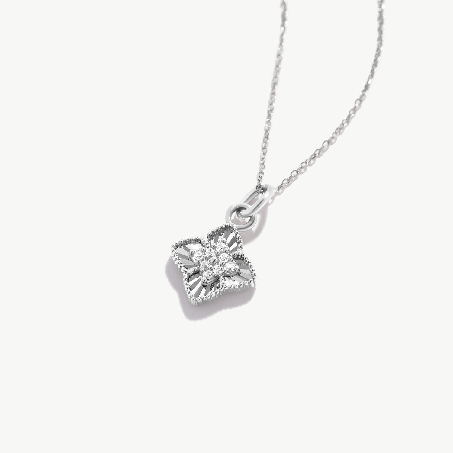 14K Solid Gold Four Leaf Clover Necklace: Lucky Charm Pendant