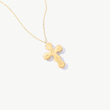 14K Solid Gold Pearl Cross Necklace: Dainty Christian Pendant
