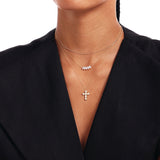 14K Solid Gold Pearl Cross Necklace: Dainty Christian Pendant