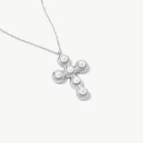 14K Solid Gold Pearl Cross Necklace: Dainty Christian Pendant