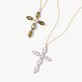 14K Solid Gold Personlized Cross Necklace: Dainty Religious Pendant