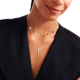 14K Solid Gold Personlized Cross Necklace: Dainty Religious Pendant