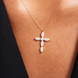 14K Solid Gold Personlized Cross Necklace: Dainty Religious Pendant