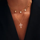 14K Solid Gold Personlized Cross Necklace: Dainty Religious Pendant