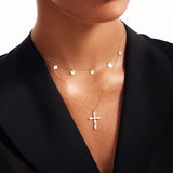 14K Solid Gold Personlized Cross Necklace: Dainty Religious Pendant