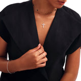 14K Solid Gold Personlized Cross Necklace: Dainty Religious Pendant