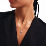 14K Solid Gold Personlized Cross Necklace: Dainty Religious Pendant