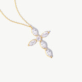 14K Solid Gold Personlized Cross Necklace: Dainty Religious Pendant