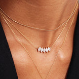 14K Solid Gold Marquise Diamond Necklace