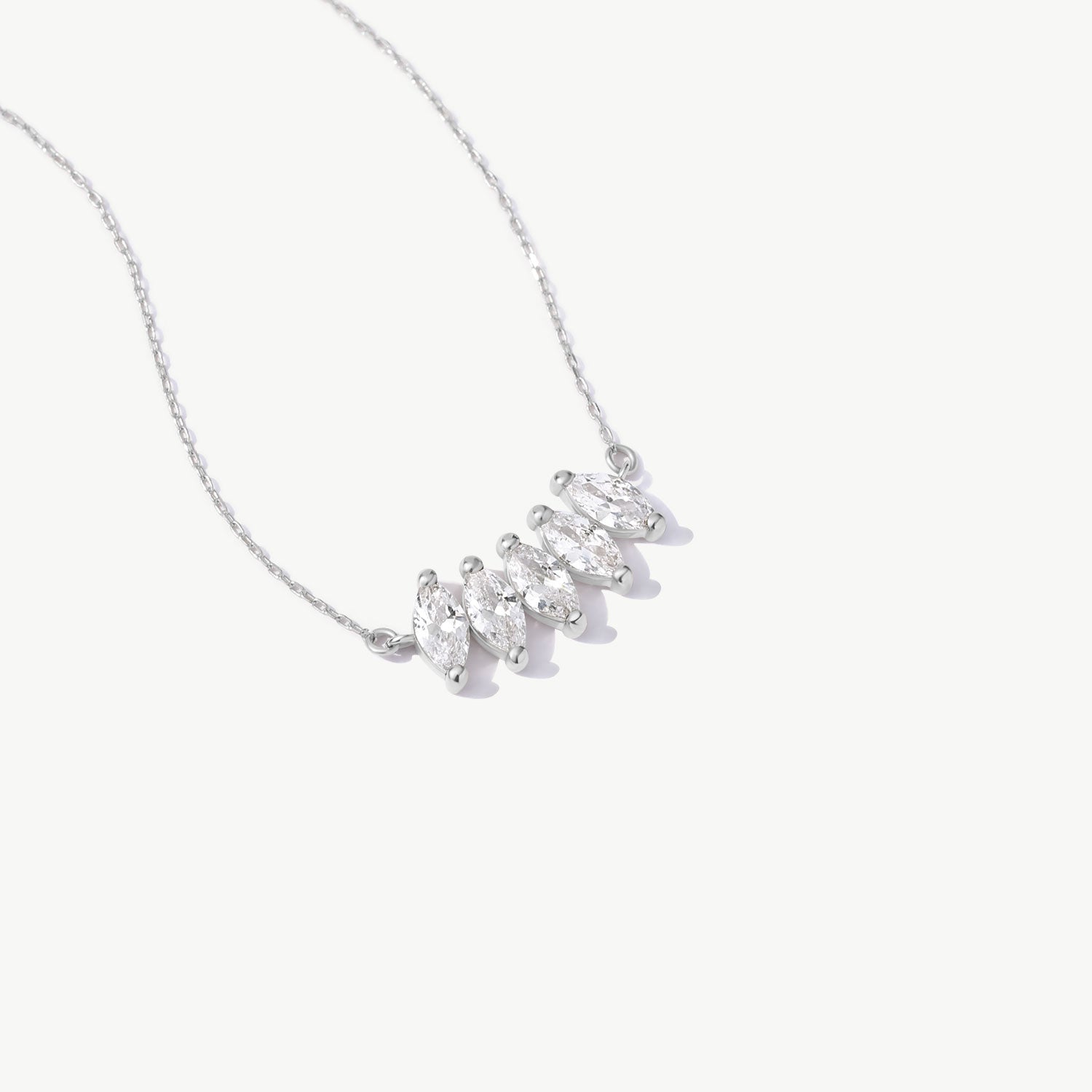 14K Solid Gold Marquise Diamond Necklace