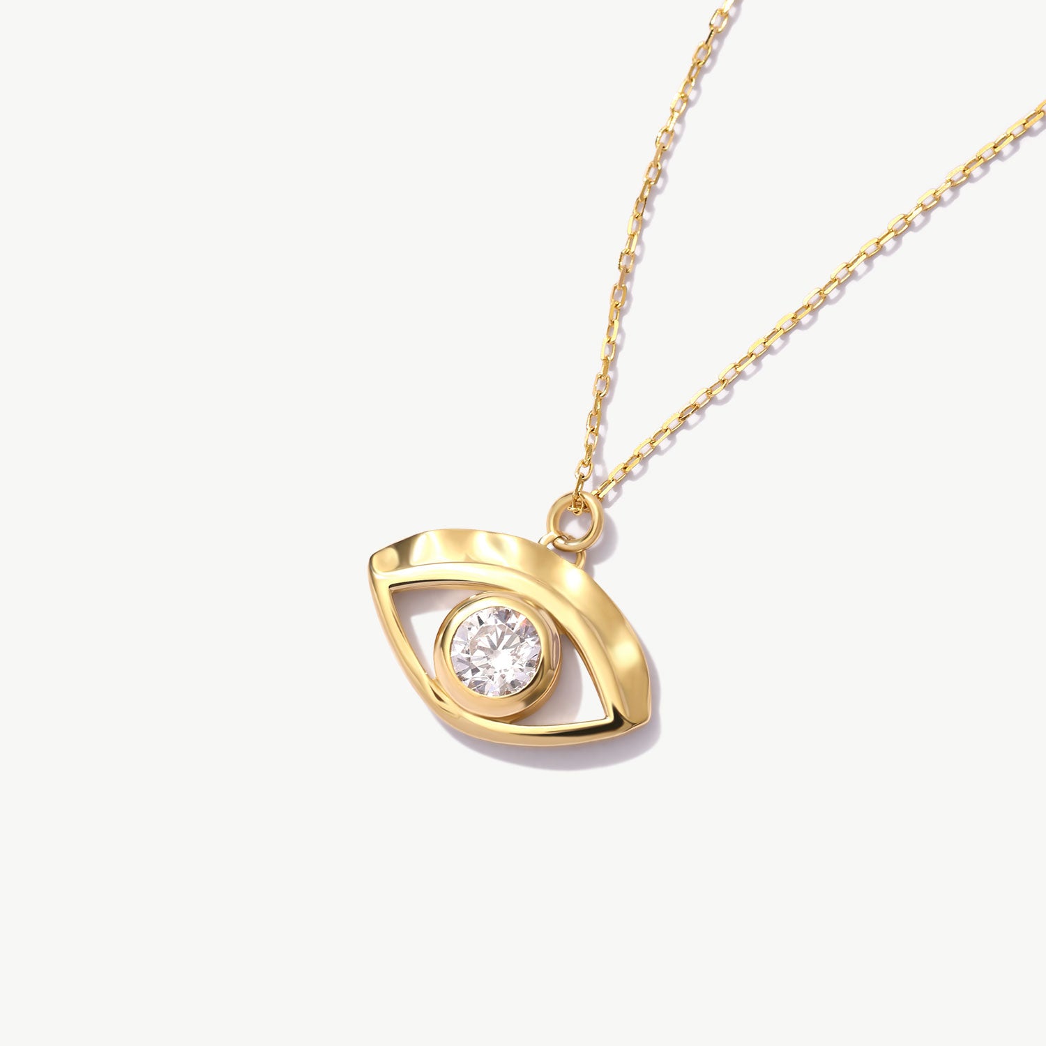 14K Solid Gold Evil Eye Necklace: Dainty Protection Pendant