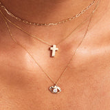 14K Solid Gold Cross Necklace: Heavy Christian Pendant