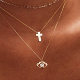 14K Solid Gold Cross Necklace: Heavy Christian Pendant