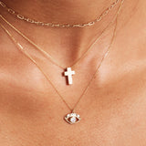 14K Solid Gold Cross Necklace: Heavy Christian Pendant