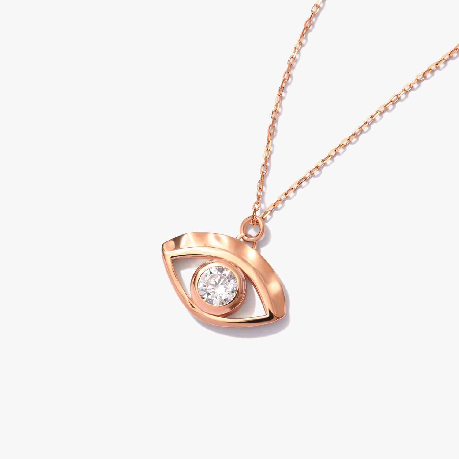 14K Solid Gold Evil Eye Necklace: Dainty Protection Pendant