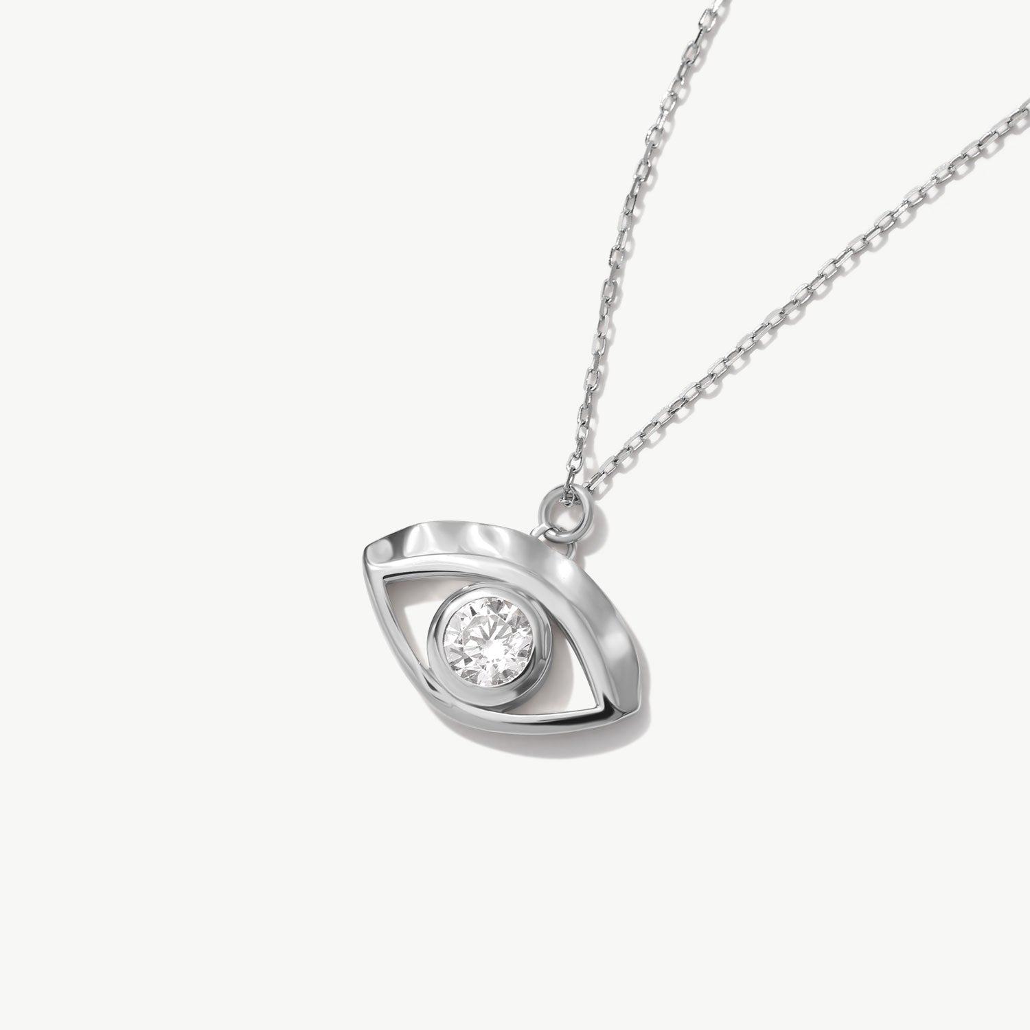 14K Solid Gold Evil Eye Necklace: Dainty Protection Pendant