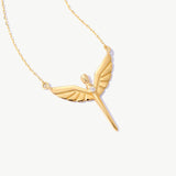 14K Solid Gold Diamond St. Michael Necklace, Archangel Pendant, Guardian Angel