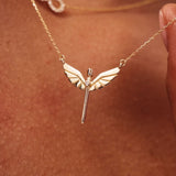 14K Solid Gold Diamond St. Michael Necklace, Archangel Pendant, Guardian Angel