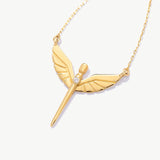 14K Solid Gold Diamond St. Michael Necklace, Archangel Pendant, Guardian Angel