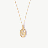 14k Solid Gold Interlocking Oval Necklace: Dainty Birthstone Pendant