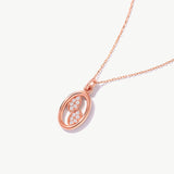 14k Solid Gold Interlocking Oval Necklace: Dainty Birthstone Pendant