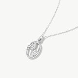 14k Solid Gold Interlocking Oval Necklace: Dainty Birthstone Pendant