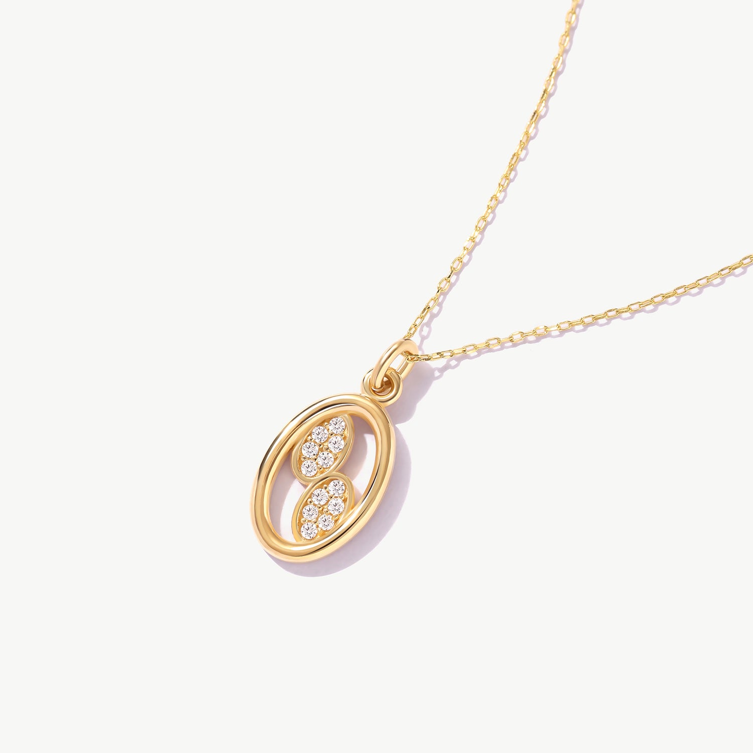 14k Solid Gold Interlocking Oval Necklace